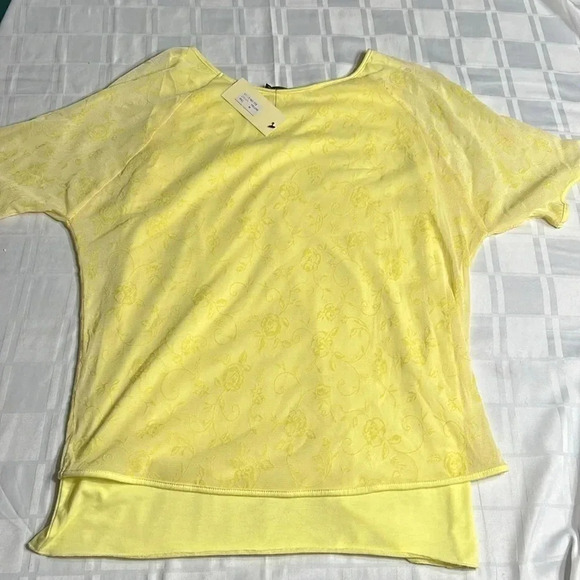 Y2K  vtg NWT top,women M, Layered sheer,overlay,floral yellow,fairy,feminine EC - Picture 13 of 16